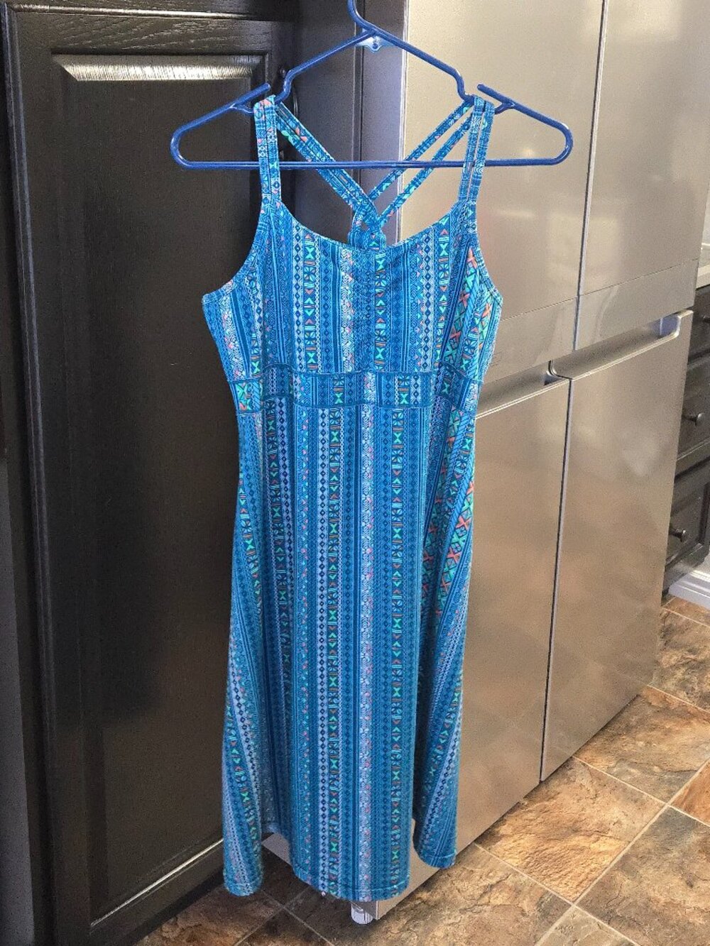 Marmot Teal and Orange Patterned Dress